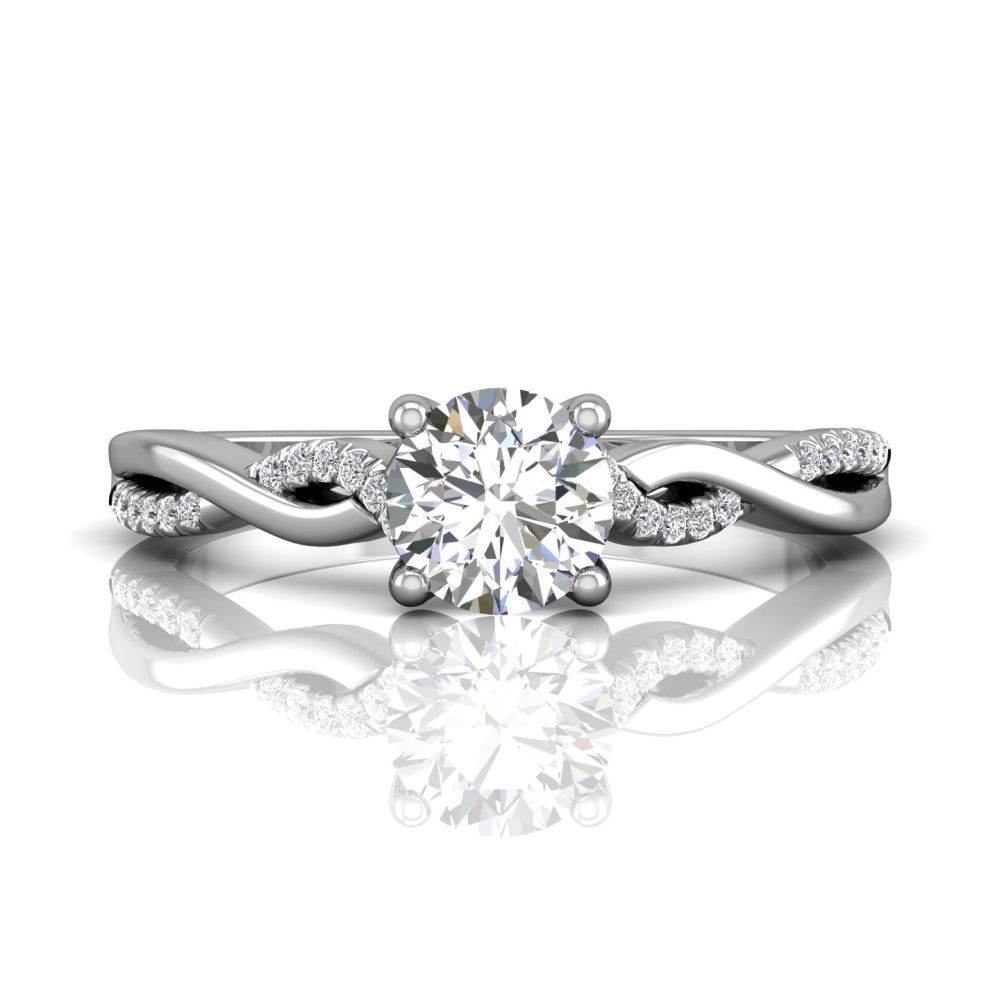 Twist Four Claw Diamond Engagement Ring-18K White - DG & Co. Jewellery