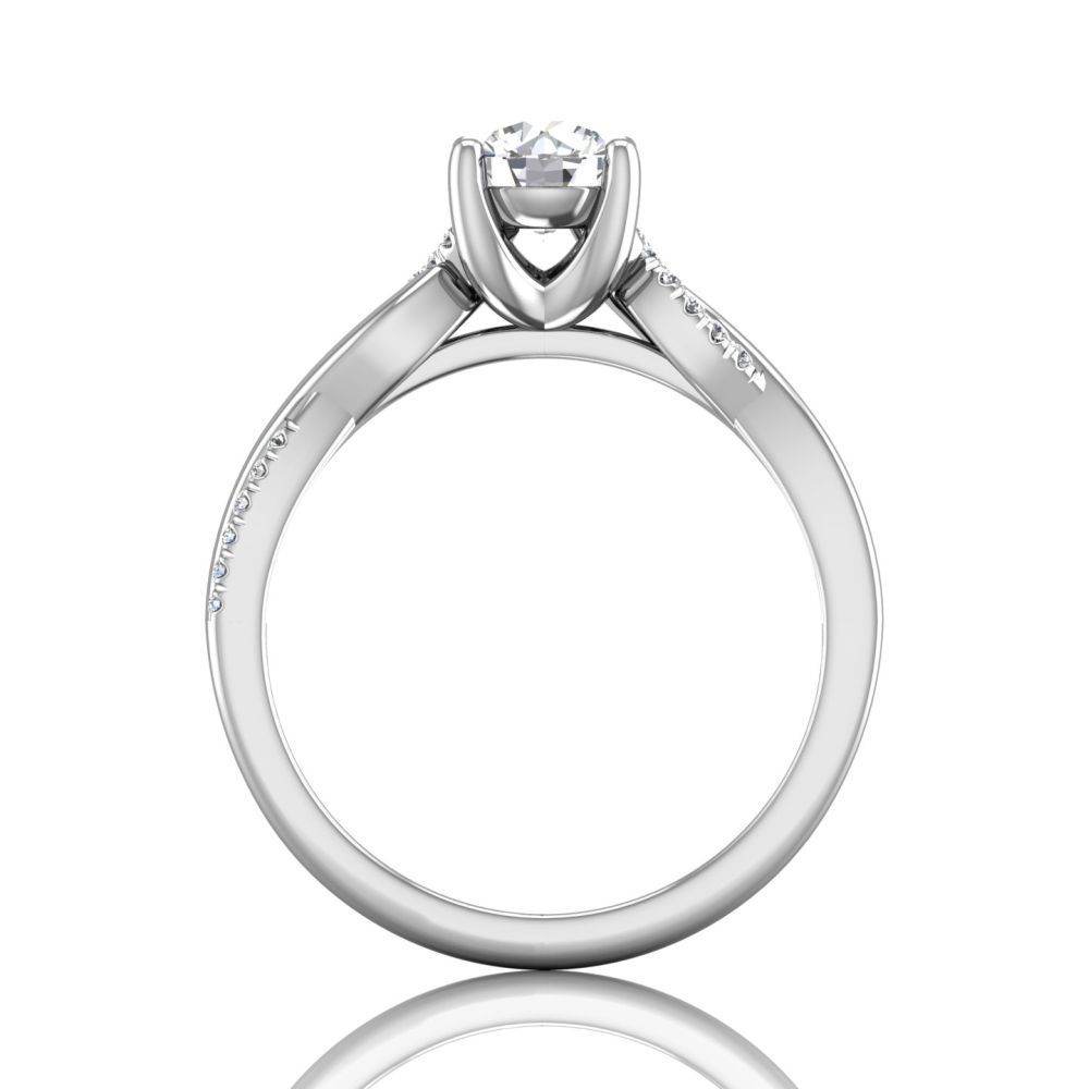 Twist Four Claw Diamond Engagement Ring-18K White - DG & Co. Jewellery