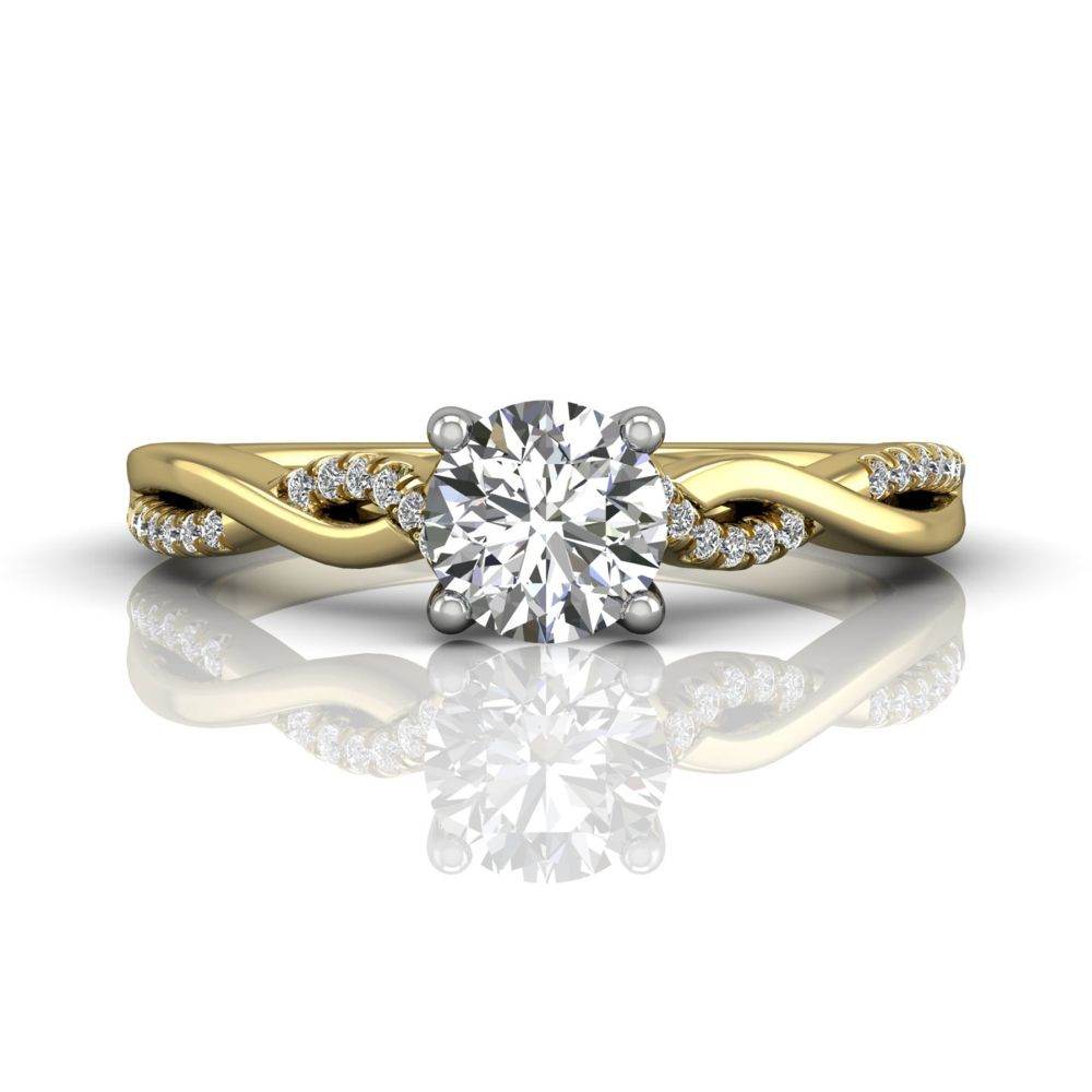 Twist Four Claw Diamond Engagement Ring-18K Yellow - DG & Co. Jewellery