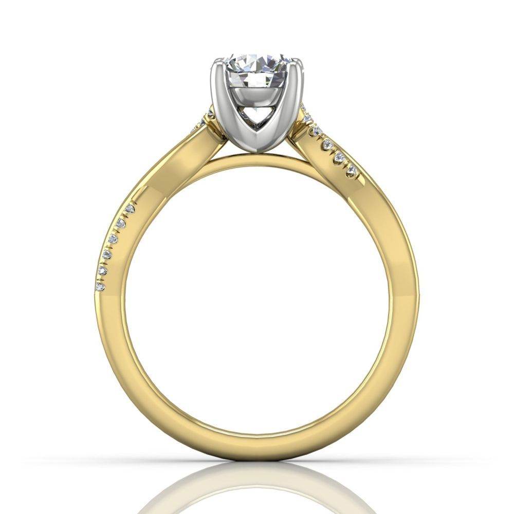 Twist Four Claw Diamond Engagement Ring-18K Yellow - DG & Co. Jewellery