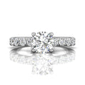 Round Cut Bright and Raised Claw Set Diamond Ring With Pave Set Side Stone - Platinum - DG & Co. Jewellery
