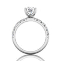 Round Cut Bright and Raised Claw Set Diamond Ring With Pave Set Side Stone - Platinum - DG & Co. Jewellery