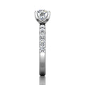 Round Cut Bright and Raised Claw Set Diamond Ring With Pave Set Side Stone - Platinum - DG & Co. Jewellery
