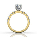 Round Cut Bright and Raised Claw Set Diamond Ring With Pave Set Side Stone - 18K Yellow - DG & Co. Jewellery