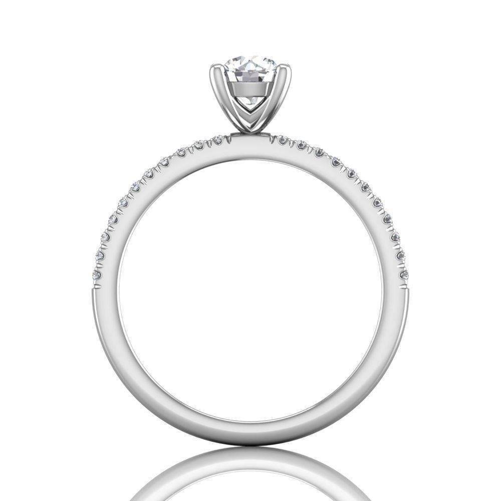 Round Cut Claw Set Diamond Ring With Pave Set Side Stone - Platinum - DG & Co. Jewellery