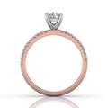 Round Cut Claw Set Diamond Ring With Pave Set Side Stone - 18K Rose - DG & Co. Jewellery