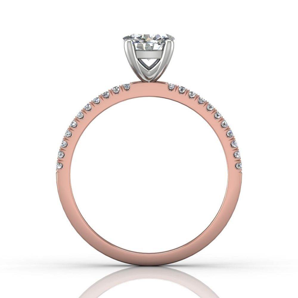 Round Cut Claw Set Diamond Ring With Pave Set Side Stone - 18K Rose - DG & Co. Jewellery
