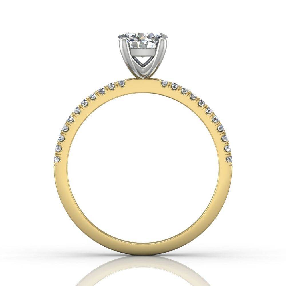 Round Cut Claw Set Diamond Ring With Pave Set Side Stone - 18K Yellow - DG & Co. Jewellery