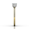 Round Cut Claw Set Diamond Ring With Pave Set Side Stone - 18K Yellow - DG & Co. Jewellery