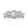 Trilogy Halo Diamond Engagement ring Pave Setting in 18k White Gold - DG & Co. Jewellery