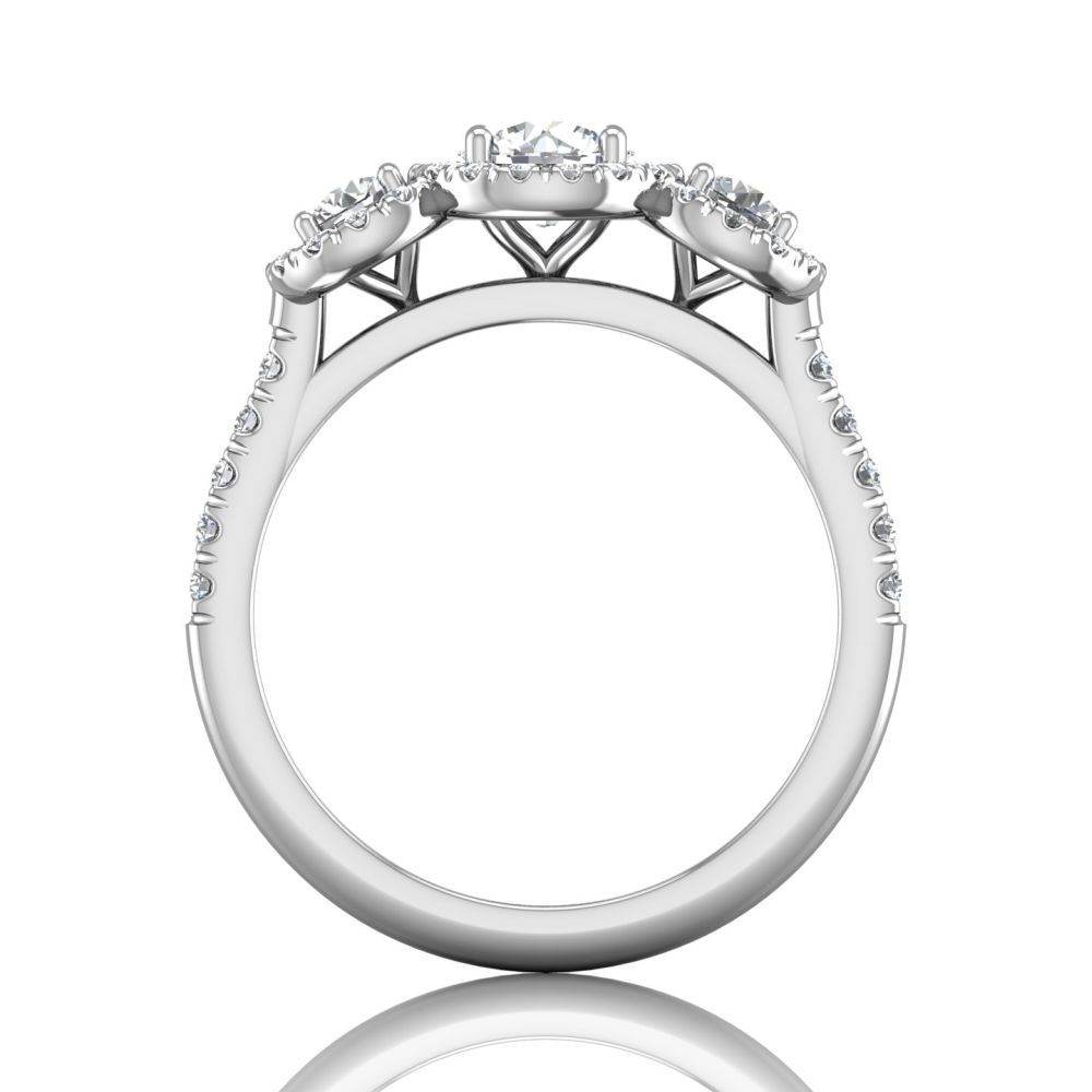 Trilogy Halo Diamond Engagement ring Pave Setting in 18k White Gold - DG & Co. Jewellery