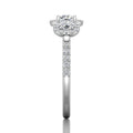 Trilogy Halo Diamond Engagement ring Pave Setting in 18k White Gold - DG & Co. Jewellery