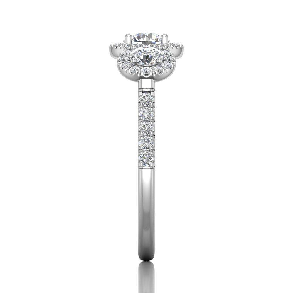 Trilogy Halo Diamond Engagement ring Pave Setting in 18k White Gold - DG & Co. Jewellery