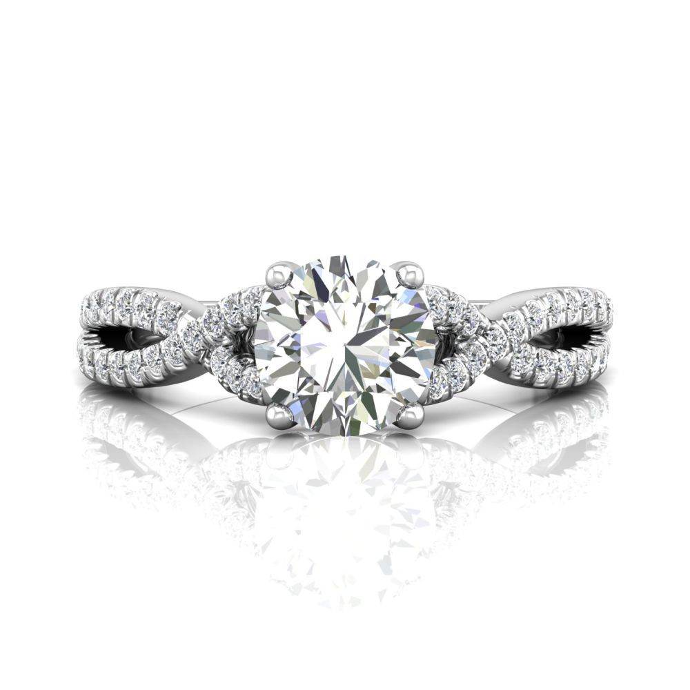 Round Cut Diamond Ring With Claw Set Centre Stone - 18K White - DG & Co. Jewellery