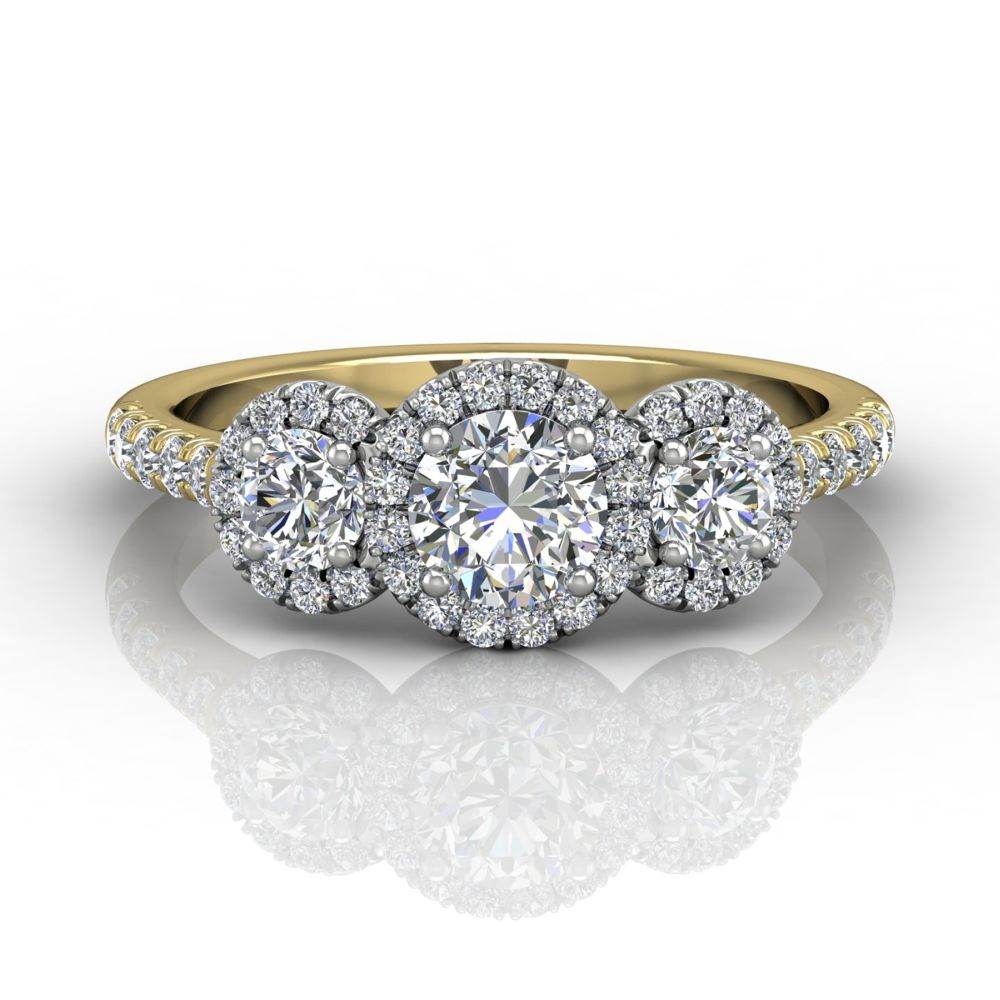 Trilogy Halo Diamond Engagement Ring Pave Setting - Yellow Gold - DG & Co. Jewellery