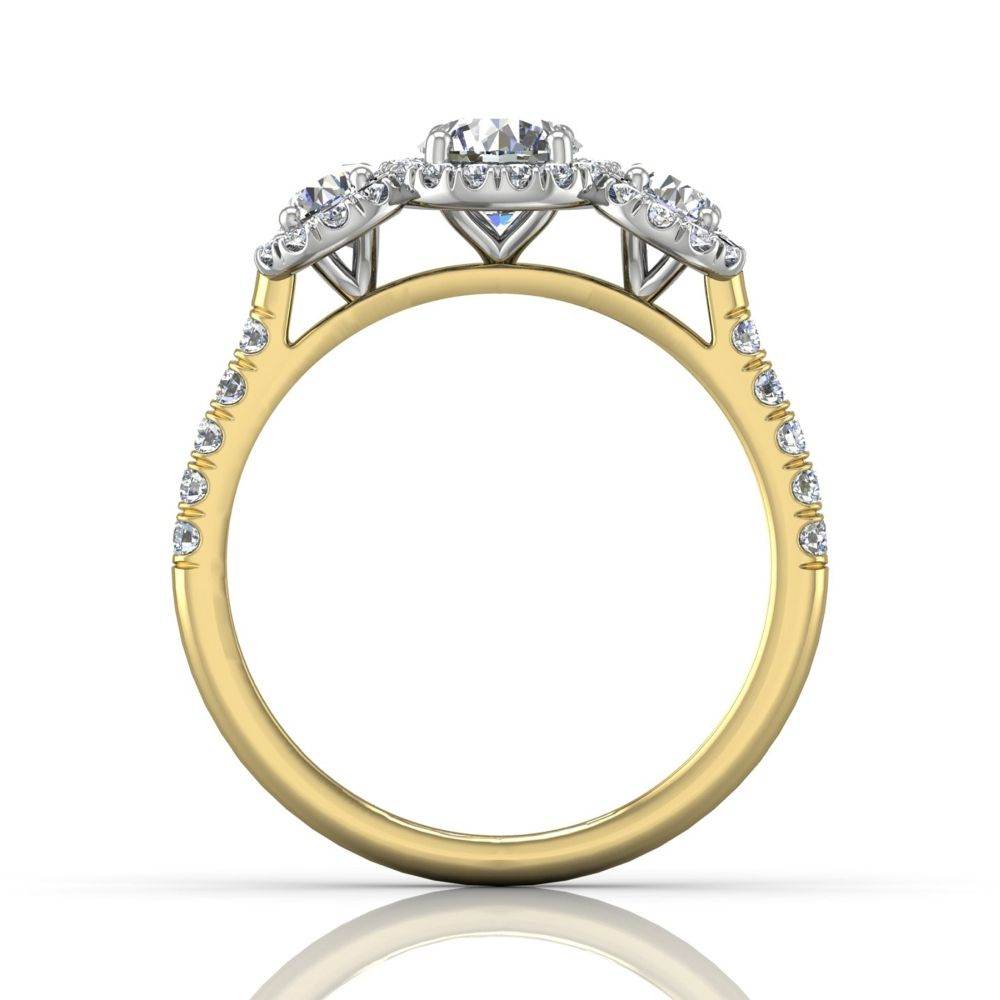 Trilogy Halo Diamond Engagement Ring Pave Setting - Yellow Gold - DG & Co. Jewellery