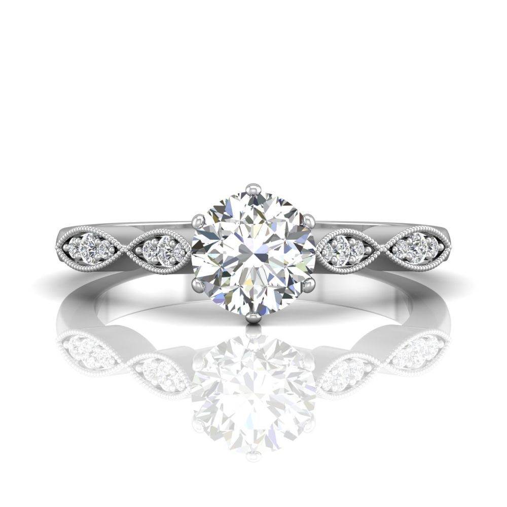 Vintage Style 4 Claw Milgrain Marquise Shape Diamond Engagement Ring -Platinum - DG & Co. Jewellery