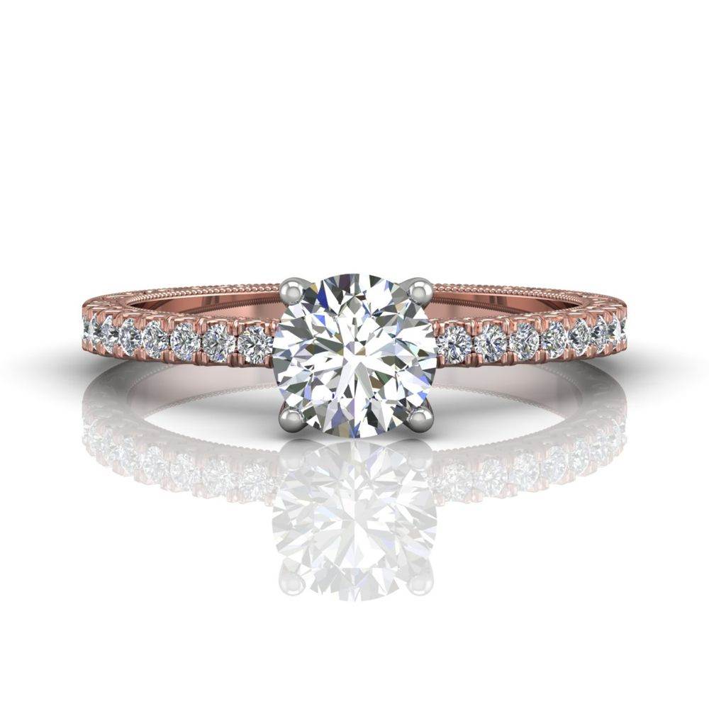 Vintage Round Cut Diamond Engagement Ring With Four Claw Setting Centre Stone-18K Rose - DG & Co. Jewellery