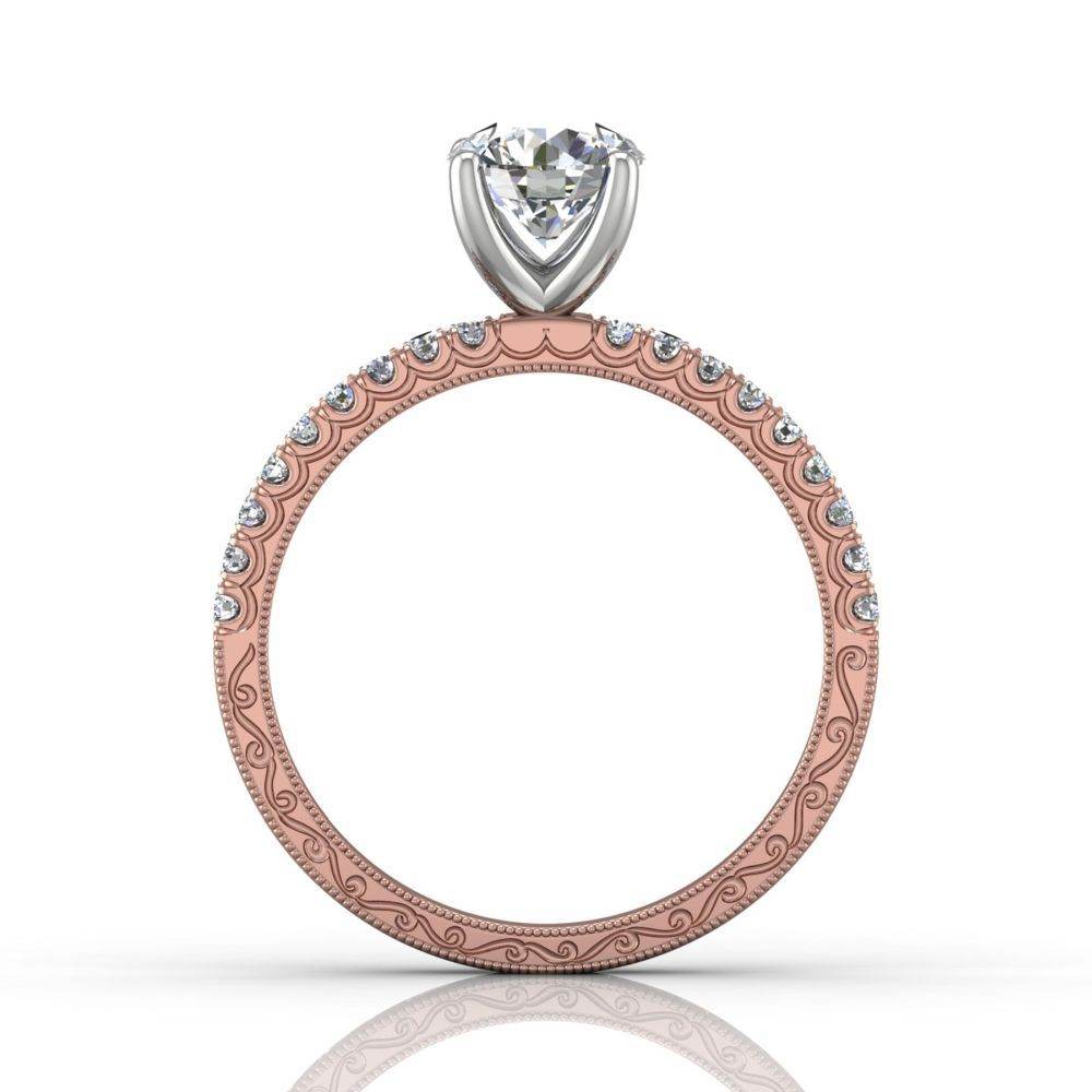 Vintage Round Cut Diamond Engagement Ring With Four Claw Setting Centre Stone-18K Rose - DG & Co. Jewellery