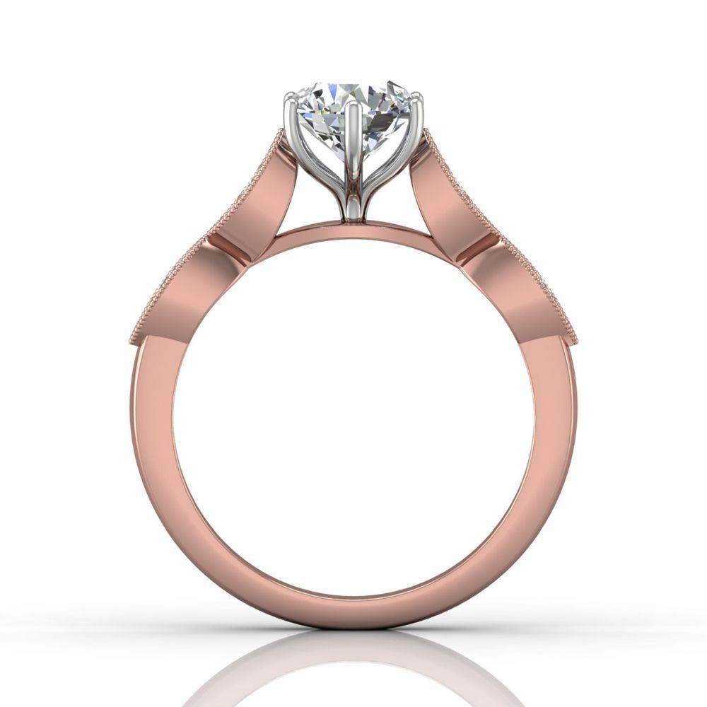 Vintage Style 4 Claw Milgrain Marquise Shape Diamond Engagement Ring -18K Rose - DG & Co. Jewellery