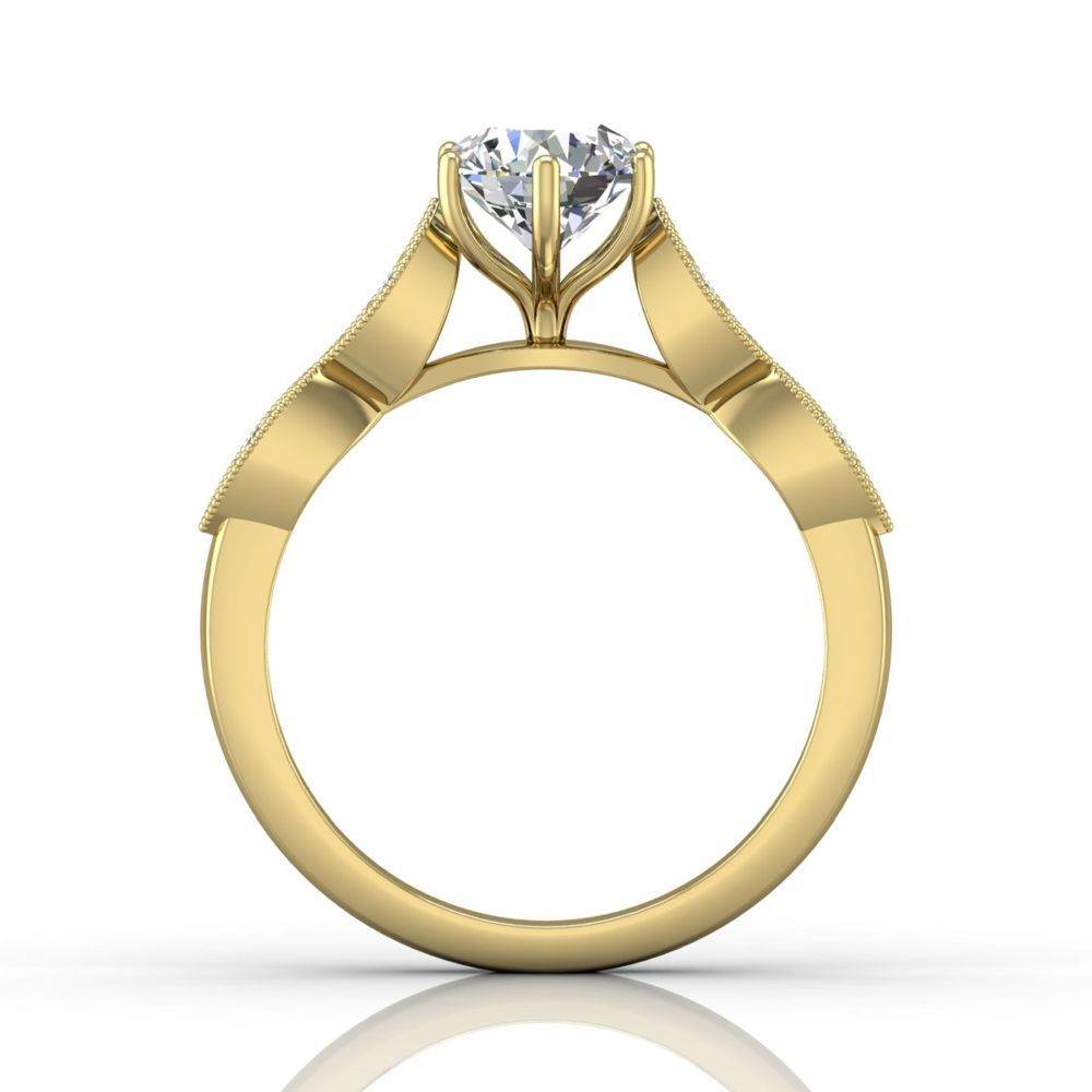 Vintage Style 4 Claw Milgrain Marquise Shape Diamond Engagement Ring -18K Yellow - DG & Co. Jewellery