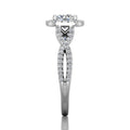 Cushion Cut Halo Diamond Engagement Ring Four Claw Setting With a Twist Band Pave Setting - Platinum - DG & Co. Jewellery