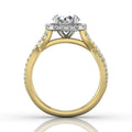Cushion Cut Halo Diamond Engagement Ring Four Claw Setting With a Twist Band Pave Setting - 18K Yellow - DG & Co. Jewellery