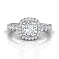 Vintage Cushion Cut Halo Diamond Engagement Ring - 18K White Gold - DG & Co. Jewellery