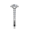 Vintage Cushion Cut Halo Diamond Engagement Ring - 18K White Gold - DG & Co. Jewellery