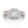 Vintage Cushion Cut Halo Diamond Engagement Ring - 18K Rose Gold - DG & Co. Jewellery