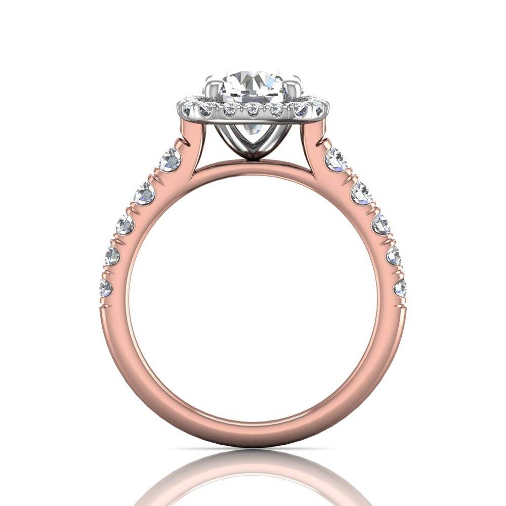 Vintage Cushion Cut Halo Diamond Engagement Ring - 18K Rose Gold - DG & Co. Jewellery