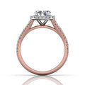 Cushion Cut Halo Diamond Engagement Ring With Four Claw Setting Centre Stone - 18k Rose Gold - DG & Co. Jewellery
