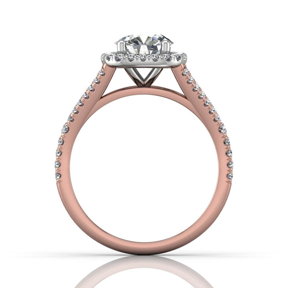 Cushion Cut Halo Diamond Engagement Ring With Four Claw Setting Centre Stone - 18k Rose Gold - DG & Co. Jewellery