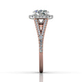Cushion Cut Halo Diamond Engagement Ring With Four Claw Setting Centre Stone - 18k Rose Gold - DG & Co. Jewellery