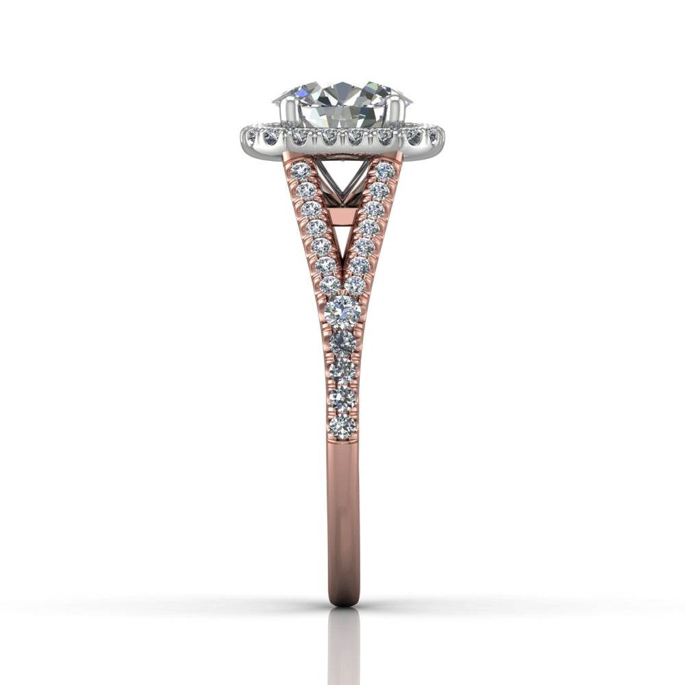 Cushion Cut Halo Diamond Engagement Ring With Four Claw Setting Centre Stone - 18k Rose Gold - DG & Co. Jewellery
