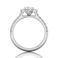Round Cut 4 Claw Halo Diamond Engagement Ring with Pave Side Stones - Platinum - DG & Co. Jewellery