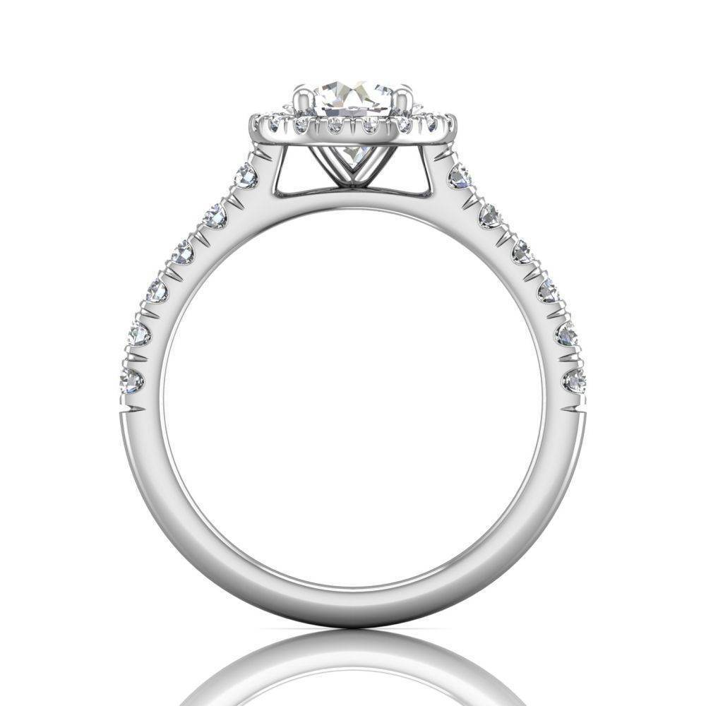 Round Cut 4 Claw Halo Diamond Engagement Ring with Pave Side Stones - Platinum - DG & Co. Jewellery