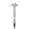 Round Cut 4 Claw Halo Diamond Engagement Ring with Pave Side Stones - Platinum - DG & Co. Jewellery