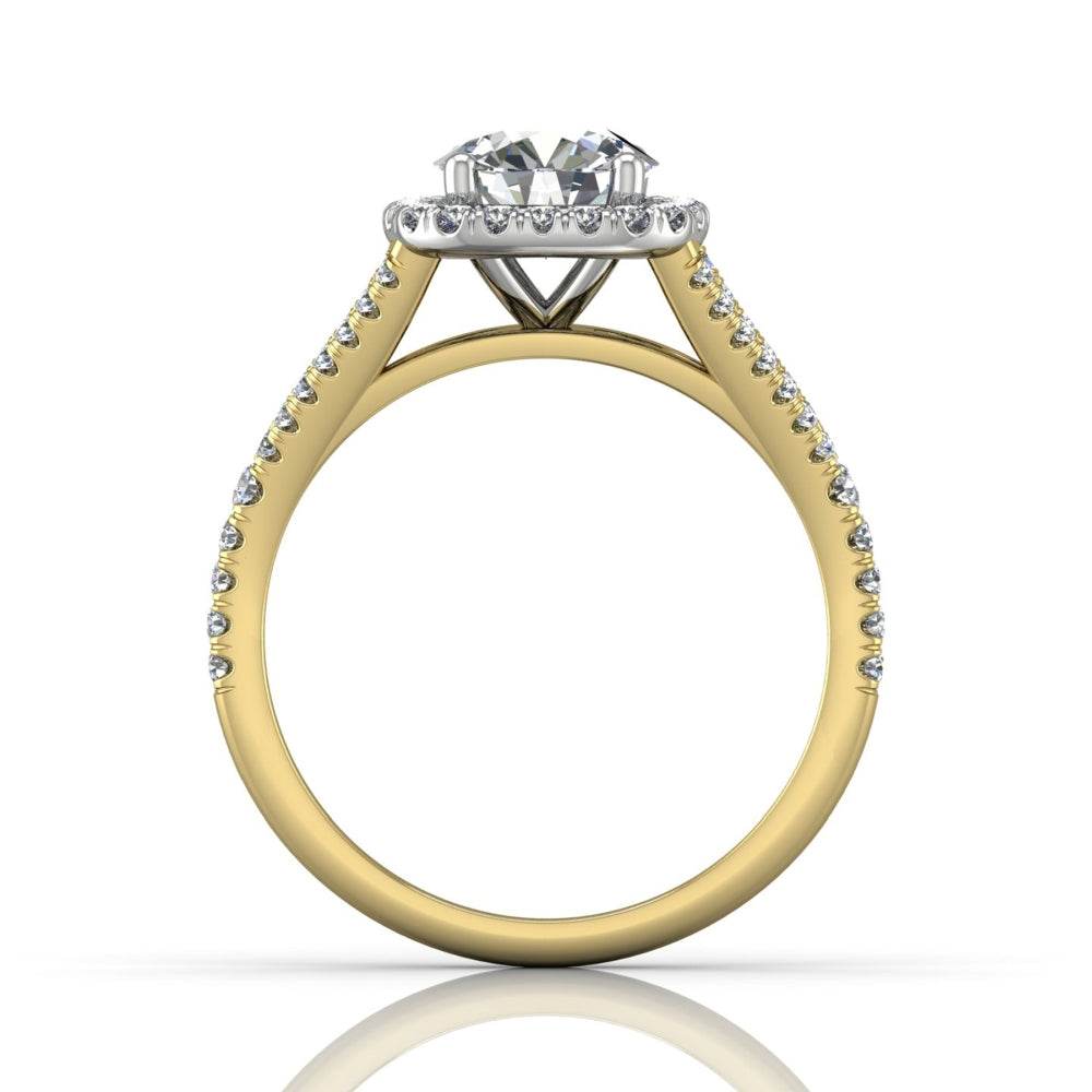 Cushion Cut Halo Diamond Engagement Ring With Four Claw Setting Centre Stone - 18k Yellow Gold - DG & Co. Jewellery