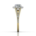 Cushion Cut Halo Diamond Engagement Ring With Four Claw Setting Centre Stone - 18k Yellow Gold - DG & Co. Jewellery