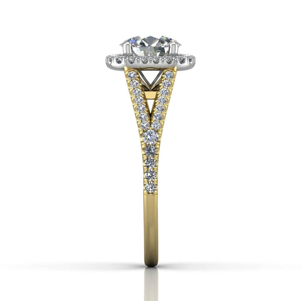 Cushion Cut Halo Diamond Engagement Ring With Four Claw Setting Centre Stone - 18k Yellow Gold - DG & Co. Jewellery