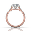 Round Cut 4 Claw Halo Diamond Engagement Ring with Pave Side Stones - 18K Rose - DG & Co. Jewellery