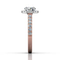Round Cut 4 Claw Halo Diamond Engagement Ring with Pave Side Stones - 18K Rose - DG & Co. Jewellery