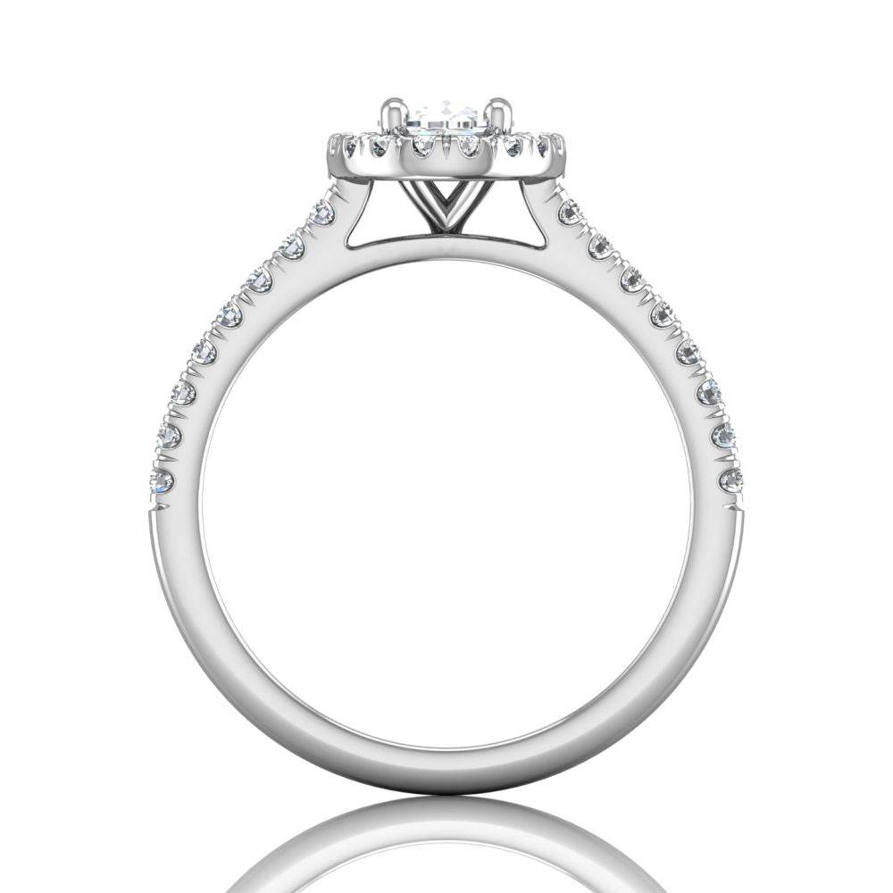 Oval Cut Halo Diamond Engagement Ring 4 Claw Centre Stone Pave Setting Side stone - 18k White Gold - DG & Co. Jewellery
