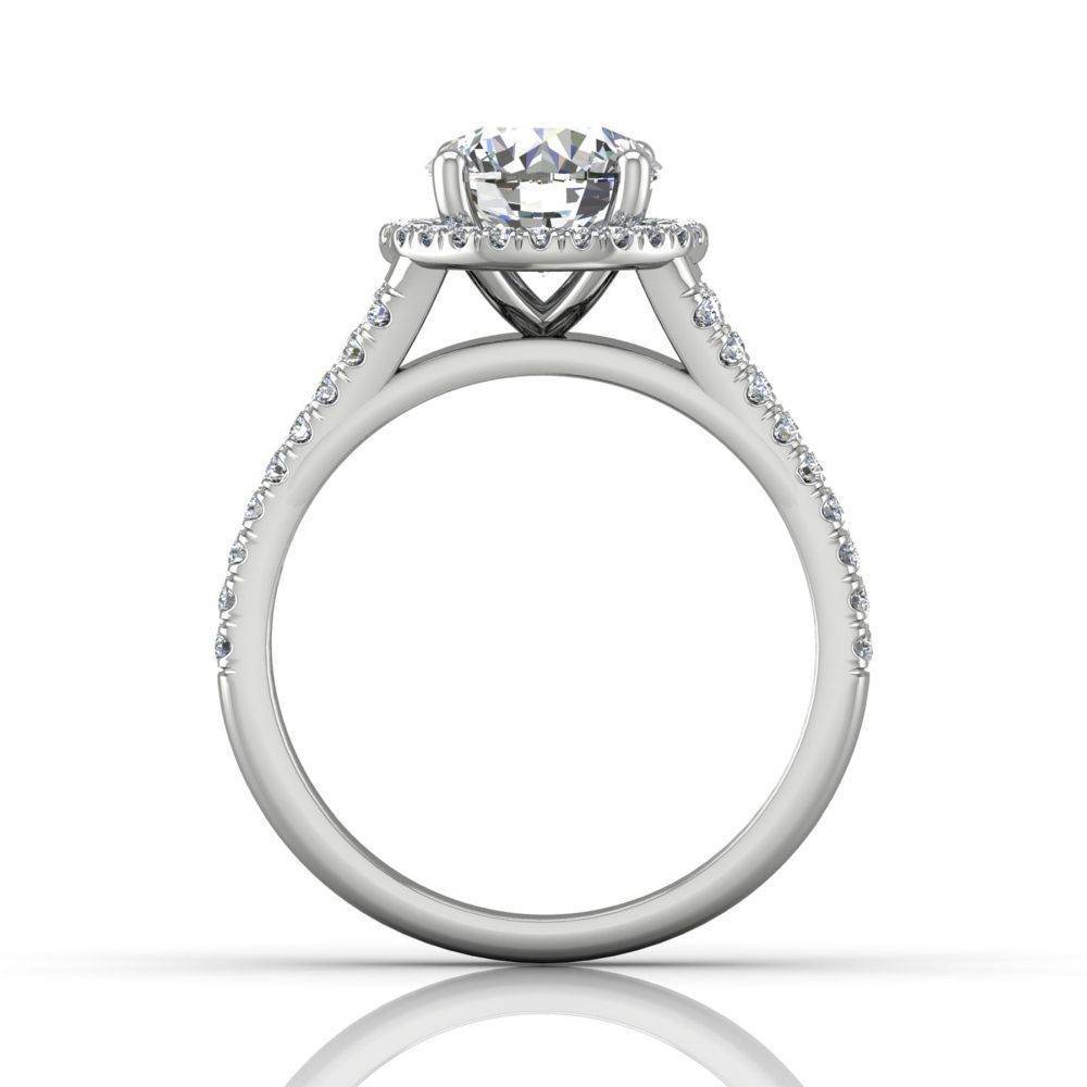 Round Cut Split Band Halo Diamond Engagement Ring With Four Claw Setting Centre Stone-Platinum - DG & Co. Jewellery