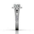Round Cut Split Band Halo Diamond Engagement Ring With Four Claw Setting Centre Stone-Platinum - DG & Co. Jewellery