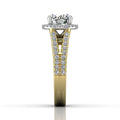 Round Cut Split Band Halo Diamond Engagement Ring With Four Claw Setting Centre Stone-18K Yellow - DG & Co. Jewellery