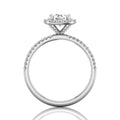 Cushion Cut Halo Diamond Engagement Ring Pave Setting Side Stones -18K White - DG & Co. Jewellery