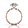 Cushion Cut Halo Diamond Engagement Ring Pave Setting Side Stones -18K Rose - DG & Co. Jewellery