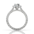 Vintage Round Cut Halo Diamond Engagement Ring With Four Claw Setting Centre Stone - 18K White Gold - DG & Co. Jewellery